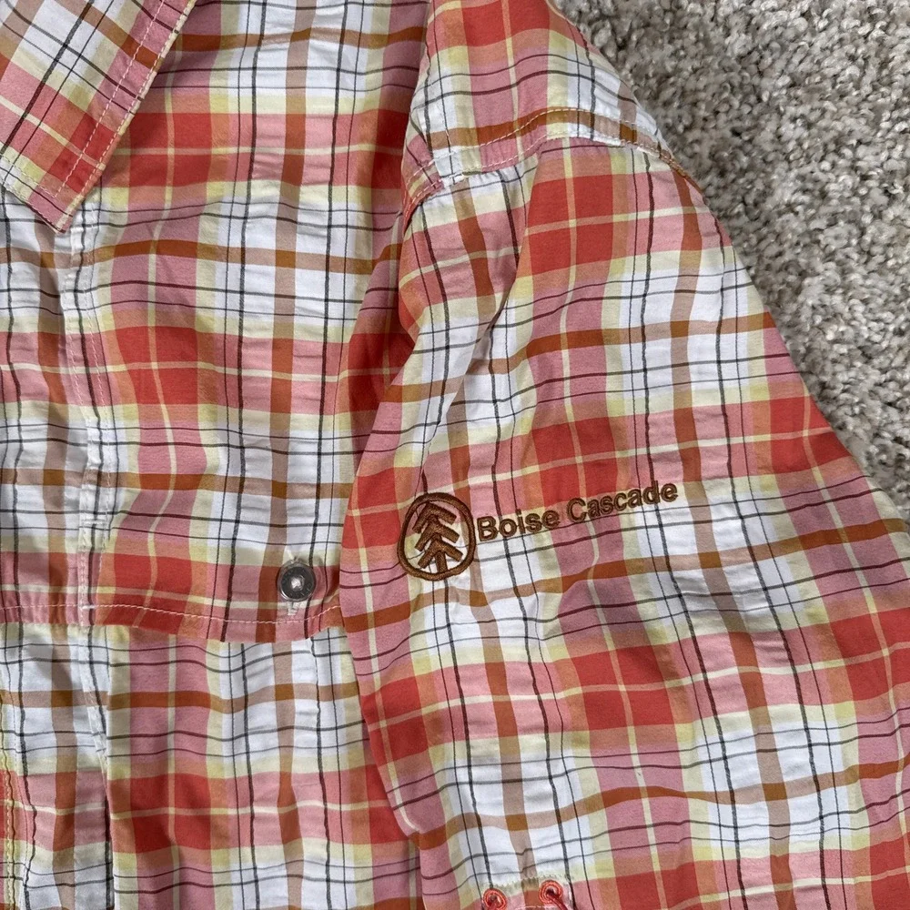 Orvis Shirt Mens Medium Orange Plaid‎ Active Fit Ventilated Fishing Button Down